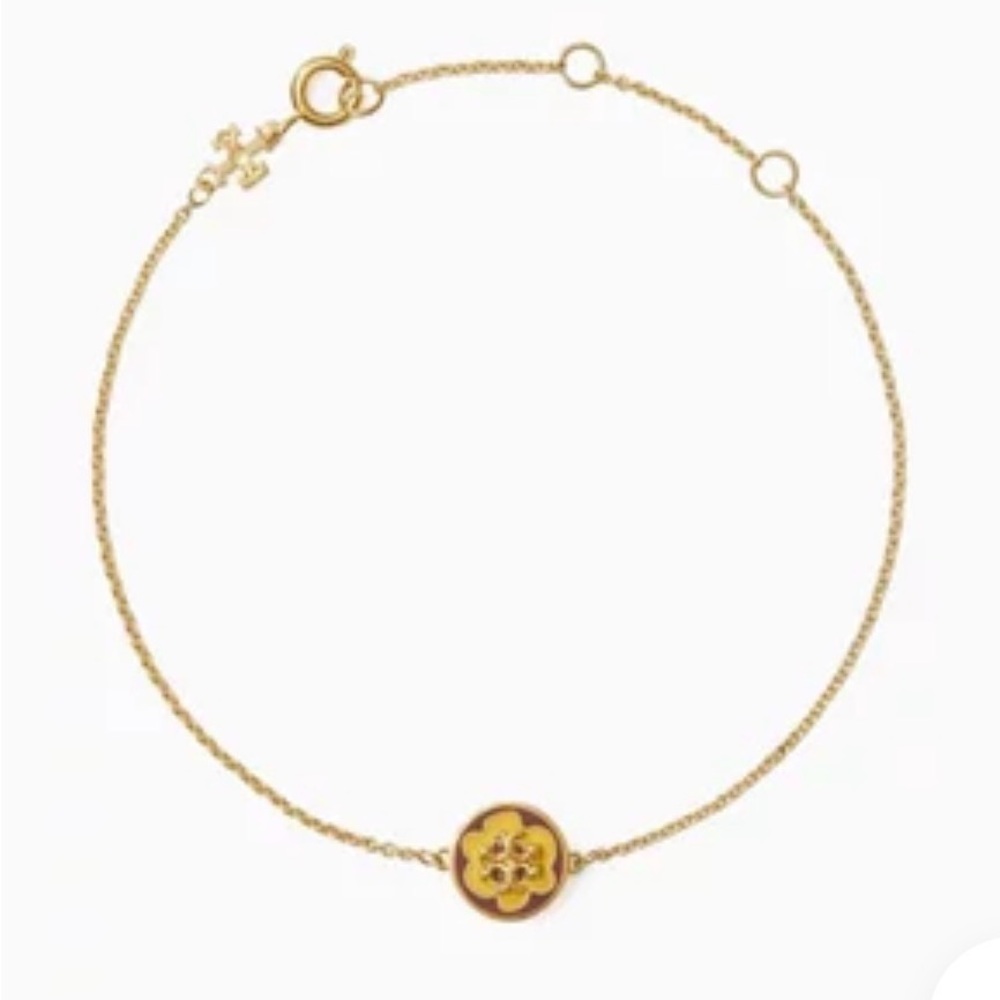 New TORY BURCH Kira Enamel Pendant Bracelet in 18kt Gold-plated Brass with Tag